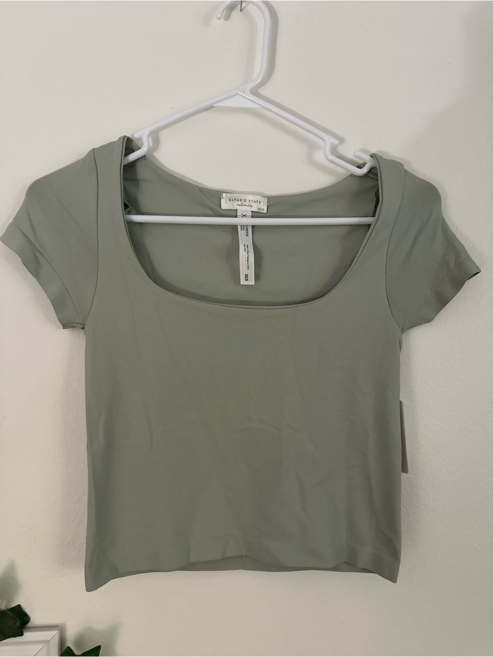 Altar'd State Sage Square Neck Short Sleeve Top